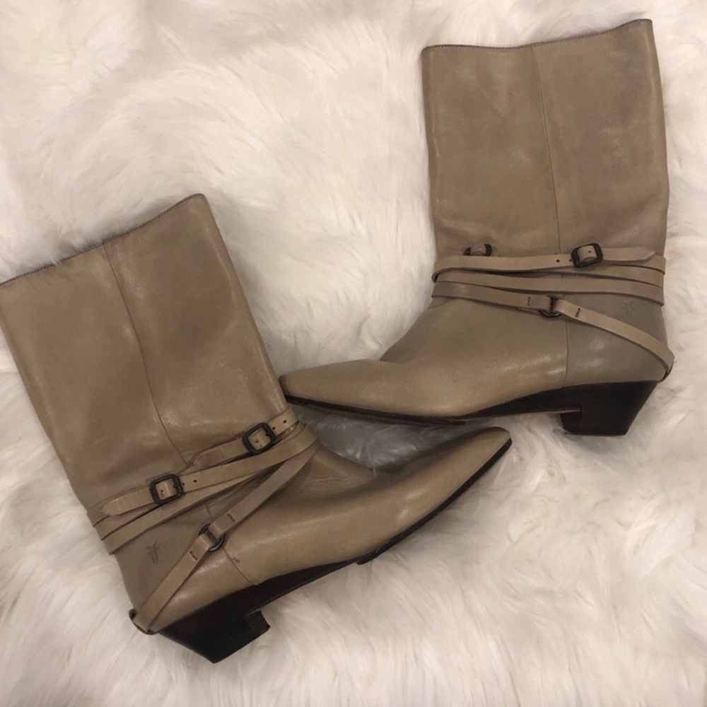 Frye Sunny Strappy Leather Mid Calf Boots Size 7